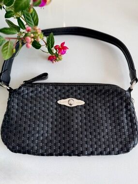 Small Black Shoulder Bag Woven Leather Y2K Purse Elliott Lucca